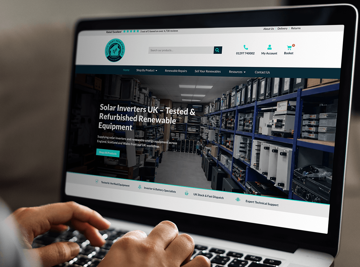 South West Renewables ecommerce website design