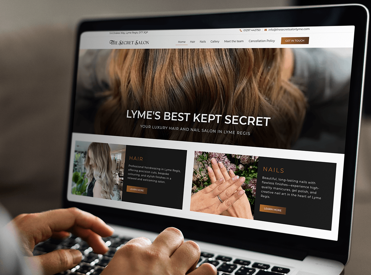 The Secret Salon Lyme Regis website design